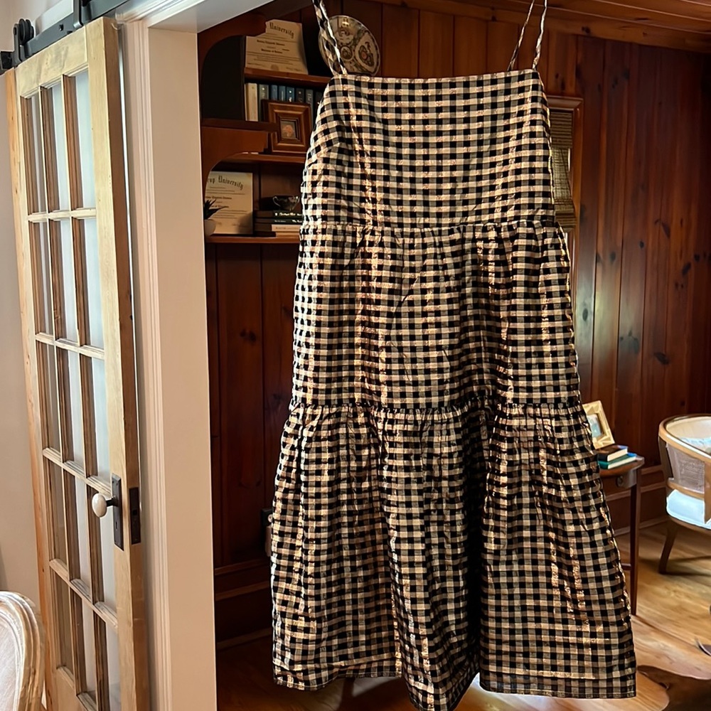 Jcrew factory gold spaghetti strap dress